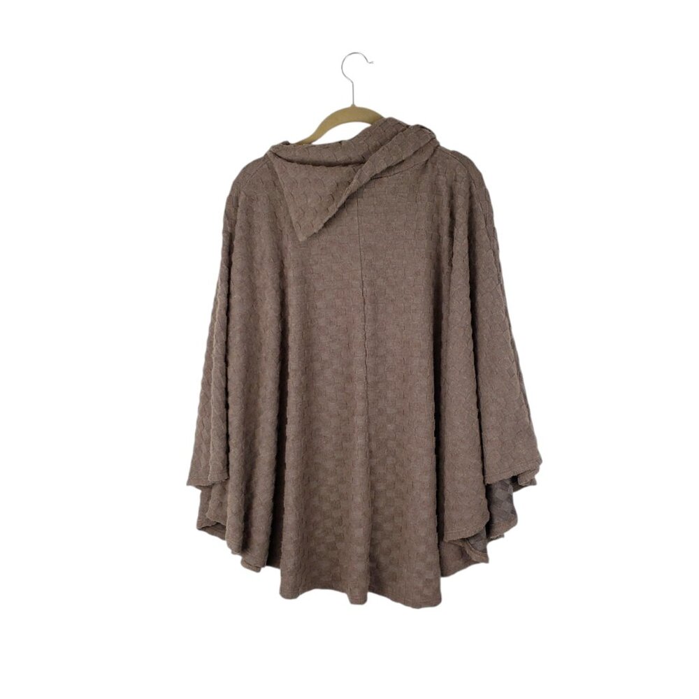 Three Bird Nest Poncho Split Button Neck Soft Coz… - image 2